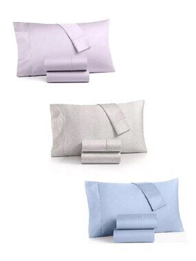 3 Charter Club Sleep Luxe 800 TC Cotton KING Sheet Sets = PURPLE + PEBBLE + BLUE